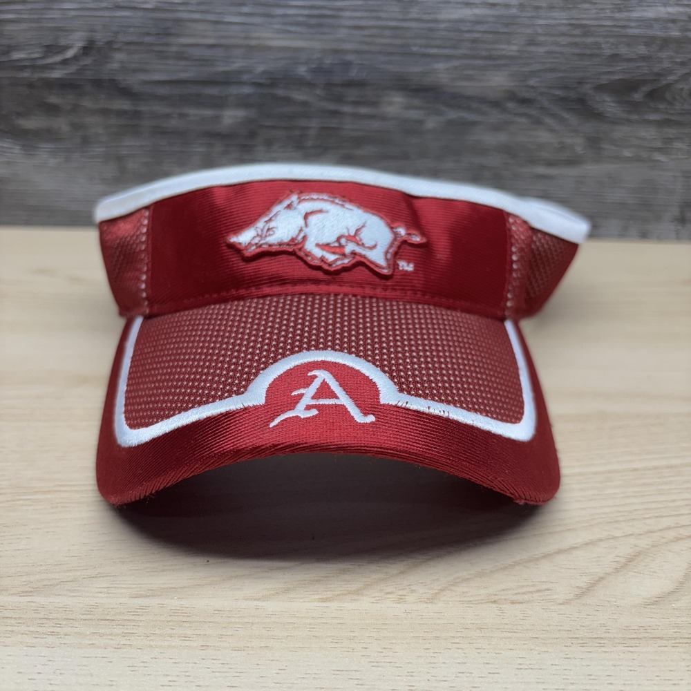 Arkansas Razorbacks Hat Visor Strap Back Mens Red White NCAA Football Starter